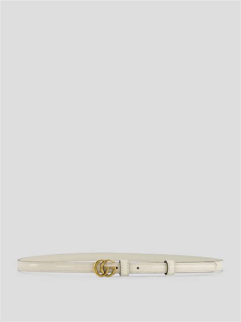 gucci riem intermijnen|Thin patent Double G belt in white leather .